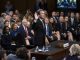 Kavanaugh being sworn in during hearings