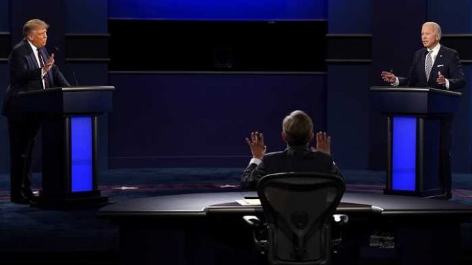 Trump and Biden on debate stage